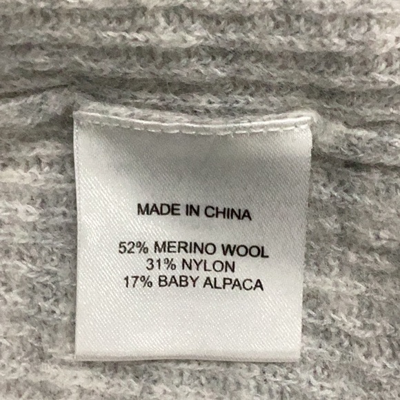 Quince Light Gray Alpaca Wool Quarter Zip Ribbed Sweater 3/4 Sleeves Size Small - Picture 7 of 8